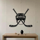 Custom Hockey LED Sign - Goalie Helmet Personalized Name Sign with Crossed Sticks, Light Up Goalie Mask Hockey Room Decor for Boys, Players, Fans by CozyNest Decor