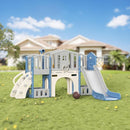 8 in 1 Toddler Slide Set, Kids Slide for Toddlers Age 1-3, Toddler Climber Slide PlaySet with Basketball Hoop and Ball, Outdoor Indoor Kids Playground for Toddlers 1-3, Blue Grey by TinyTreasures Baby Boutique