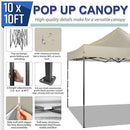 COBIZI 10x10 Heavy Duty Pop up Canopy with 4 Removable Sidewalls, Canopy Tent with Portable Bag, Ez Pop up Tent Commercial Gazebo Waterproof Sunshade for All Weather Party Camp Stall Patio,Khaki by GreenHaven Gardens