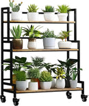 YIZAJIA Plant Stand Indoor 3 Tier Metal Board Outdoor Tiered Stands Shelf With wheel for Multiple Plants Potted Ladder Plant Holder Table Plant Pot Stand for Window Garden Balcony Living Room (3 by GreenHaven Gardens