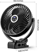 Koonie 10000mAh Portable Clip on Fan with LED Lantern and Hook, 8'' Battery Operated Desk Fan, Quiet Camping Fan with LED Digital Display, 360° Rotation & 3 Speeds for Travel Tent Gym Treadmill by TinyTreasures Baby Boutique