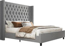 PaPaJet Queen Size Bed Frame with 61.4" Tall Headboard, Velvet Upholstered Platform and Handmade Deep Button Tufting, No Box Spring Required, Grey by CozyNest Decor