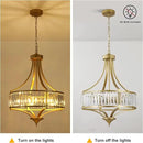 20" Modern Crystal Chandelier, 5-Light Gold Dinning Room Light Fixtures Over Table, Hanging Round Pendant Chandelier for Kitchen Island Entryway Bedroom Office Bathroom Stairwell by CozyNest Decor