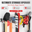 Garage Tool Organizer Wall Mount 48 inches with 10 Adjustable Heavy-Duty Hooks, Garage Organization, Garden Tool Storage Rack for Garage, Yard, and Shed, Holds Up to 400 lbs by GreenHaven Gardens