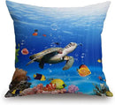 TSSOHU Ocean Underwater Marine Life Outdoor Throw Pillow Cover Sea World Animals Tropical Fish with Turtles Coral Decorative Pillows Farmhouse Cushion Cases Home Decor for Couch 18x18 inch by CozyNest Decor