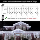 Solar Christmas Lights Outdoor Waterproof Christmas Decorations Curtain Lights 320LED 29.5ft 60 Drops, Solar Powered Rechargeable Fairy Lights for Party, Wedding, Home Decorations(White) by GreenHaven Gardens