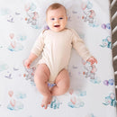 4 Piece Crib Bedding Set for Boys Girls, Infant Toddler Nursery Baby Bedding Sets Includes Cartoon Quilt, Fitted Crib Sheet, Crib Skirt and Plush Elephant Toy by TinyTreasures Baby Boutique