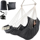 Chihee Hammock Chair Hanging Chair with Foot Rest 2 Cushions Max 500lbs Robust Metal Spreader Bar Collapsible Easy Storage Soft Cotton Swing Chair Strong Strap Iron Carabiner Side Pocket Included by GreenHaven Gardens