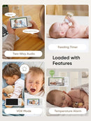 bonoch Add-on Baby Camera Unit for BBM14/BBM16, 1440p HD Video Baby Monitor Camera No WiFi, Security Split-Screen, Auto Night Vision, 4X Zoom, 2-Way Audio, Temperature Sensor, 3 White Noise 3Lullabies by TinyTreasures Baby Boutique