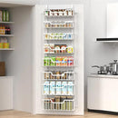 Over The Door Pantry Organizer, 8-Tier Pantry Door Organizer Shelves | 3 Sizes | Adjustable Basket | Metal Hanging Spice Rack for Kitchen, Pantry, Cabinet, Back of Door Seasoning Rack, White by CozyNest Decor
