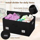 75 Quarts Extra Large Decorative Storage Bins with Lids, 3 Packs Black Collapsible Storage Bins with Lids, Stackable Storage Bins Decorative Box Storage With Lid Extra Large by CozyNest Decor