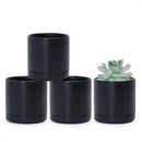 D'vine Dev Set of 4 Small Ceramic Plant Pots, 3.5 Inch Succulent Planter Pot for Plants with Drainage Hole and Saucer, Black, 94-X-A-2 by GreenHaven Gardens