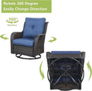 Outdoor Wicker Patio Furniture Set - 6 Piece Rattan Patio Conversation Set with 2 Rocking Swivel Chairs,2 Ottomans,1 Loveseat and 1 Side Table for Porch Deck Backyard Garden(Brown/Blue) by GreenHaven Gardens