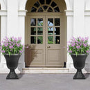 Worth Garden 2-Pack Plastic Urn Planters for Outdoor Plants, 22'' Black Tall Round Classic Resin Traditional Flower Pots - 15 in. Dia. Large Imitation Stone Decorative Pot Patio Deck Front Porch by CozyNest Decor