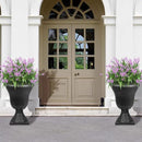 Worth Garden 2-Pack Plastic Urn Planters for Outdoor Plants, 22'' Black Tall Round Classic Resin Traditional Flower Pots - 15 in. Dia. Large Imitation Stone Decorative Pot Patio Deck Front Porch by GreenHaven Gardens