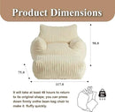 Premium Beige Bean Bag Chair for Adults with Armrest- Ultra Plush Memory Foam Lounge Sofa & Comfy Reading Nook Chair for Bedroom, Living Room & Dorm (White, Without Pedals)
