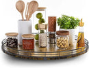 Lazy Susan Turntable Organizer for Table Top, 18’’ Round Wooden Lazy Susan for Cabinet Kitchen Countertop Pantry Dining Coffee Table for Condiments Spices, Rustic Bathroom Vanity Tray for Soap Candle by CozyNest Decor
