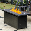 45 inch Propane Fire Pit Table,50000 BTU Gas Fire Pits Table with Lid & Lava Rock & Waterproof Cover, Outdoor Propane Firepit for Dining or Party, Outside, Patio, Garden, Yard by GreenHaven Gardens