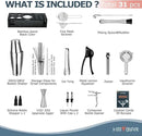HMYBAR® Mixology Bartender kit | Cocktail Shaker Set | Boston Shaker Set, 20/28 OZ | Martini Making Set for Home Bar. Total 31 pcs incl 39-Recipe Cocktail Cards. Silver Tools. Bamb Stand Black Color by CozyNest Decor