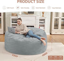 3FT Bean Bag Chair, Comfy Bean Bag Chairs with Memory Foam Filled, Fluffy Beanbag Sofa with Dutch Velvet Cover, Round BeanBag Chairs for Living Room, Playroom - Light Grey by TinyTreasures Baby Boutique