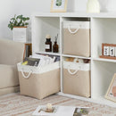 Bidtakay Large Storage Baskets for Organizing Fabric Closet Organizers Storage Bins with Handles 3-Pack 16x11.8x11.8 Inch Collapsible Baskets for Shelves Clothes Home Organization L-White&Beige by TinyTreasures Baby Boutique