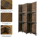 Partition Room Dividers, 67 * 51inch Folding Wood Privacy Screen with Three Display Shelves Suitable for Home Office, Study, Art Display - 4 Panel (Brown) by CozyNest Decor