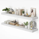 Heimlove 55 x 12 inch Extra Long Floating Shelves for Wall, 12 Inch Deep Floating Shelves, Large Display Shelf & Storage Shelf for Living Room Bedroom Kitchen Home Office, Set of 2, White by CozyNest Decor
