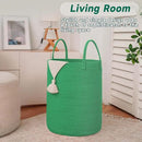 Large Woven Laundry Basket Hamper,80L Cotton Rope Storage Bin for Blankets,Toys and Clothes,Decorative Tall Nursery Hamper for Living Room,Baby Nursery,Bathroom and Bedroom,Dark Green by CozyNest Decor