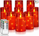 Homemory 9 Pcs Flameless Candles with Embedded Star String Fairy Lights, Battery Operated Candles, LED Candle, Fake Candles with Remote Control and Timer (Red) by CozyNest Decor