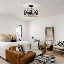 XINGQI White Chandelier 3-Light Modern Ceiling Light Rustic Wood Grain Adjustable Height Pendant Lighting Fixture 13" Round Metal Lamp for Dining Room Kitchen Bedroom Foyer Hallway
