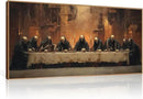 KAIRNE Framed Skeleton Canvas Wall Art,Abstract Retro Skull Print Set of 1(40”X20”),Scary Halloween Pictures,Horror Wall Art,Skeleton Last Supper Posters for Living Room Bedroom Ding Room Office Decor by CozyNest Decor
