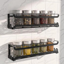 LUCYCAZ 2 Pack Wall Mounted Spice Rack with 16 Hooks, Spice Organizer Shelf for Stove Cabinet Pantry Door,Screw or Adhesive Spice Shelf Hanging Wall Spice Rack in Kitchen and RV (Black, 2 PACK) by CozyNest Decor