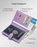 RFID Passport Holder Travel Wallet for Women, Leather Passport Cover Wallet with Card Holders SIM Slots,Zippered Coins Pocket and Cash Slot Slim Compact Travel Wallet (Taro Purple) by TinyTreasures Baby Boutique