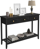 47" Console Table with 3 Drawers, Fluted Narrow Long Entryway Table with Storage Shelf, Accent Table for Entryway, Living Room, Behind Couch, Foyer, Hallway, Office by CozyNest Decor