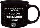 DISCOUNT PROMOS Custom Ceramic Campfire Coffee Mugs 13 oz. Set of 50, Personalized Bulk Pack - Perfect for Tea, Espresso, Cappuccino, Hot Cocoa - Black by TinyTreasures Baby Boutique