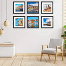 8x8 Picture Frame Set of 6, Display Pictures 5x5 with Mat or 8x8 Without Mat for Wall Mounting or Table Top Display,Black by CozyNest Decor