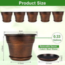 Plant Planters Pots Set of 6 Pack 6 Inch, Plastic Flower Pot for Indoor Plants with Drainage Holes & Trays, Resin Decorative Container Sets with Saucer for House Outdoor Garden Planters Dark Gold by GreenHaven Gardens