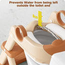 Potty Training Seat, Upgrade Toddler Toilet Seat for Kids Boys Girls, 2 in 1 Potty Training Toilet for Kids, Splash Guard Anti-Slip Pad Step Stool（Brown） by TinyTreasures Baby Boutique