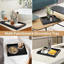 Coffee Table Trays - Large Ottoman Tray for Living Room - Wood Serving Trays with Handles(2 Sets) - Wooden Tray for Coffee Table, 4 Round Coasters Included, Black by CozyNest Decor
