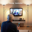 Upgraded 2-in-1 Torchiere Floor Lamp, Dimmable Standing Lamp with Remote&Touch Control, 34W Brightness Adjustable Floor Reading Light, Black Modern Corner Lamp for Living Room Bedroom Office by CozyNest Decor