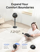 Dreo Fan for Bedroom, 120° Oscillating Standing Fans, Quiet Floor Fan with DC Motor, 100ft Pedestal Fans for Room, 9 Speeds, 4 modes, 20dB, 120° Manual Vertical, 37-42" Adjustable Height, 9H Timer by CozyNest Decor