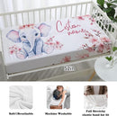 Custom Nursery Crib Bedding Set: 4 Piece Pink Flower Elephant Pattern Baby Crib Sets for Girls with Personalized Name - Toddler Double Layer Blanket Set, Comfortable Crib Bed Sheets for Baby Toddlers by TinyTreasures Baby Boutique