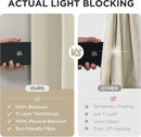 Joydeco Pinch Pleated Linen Curtains Darkening Drapes for Bedroom, 100% Blackout Drapes 96 inches Long 2 Panels Heat Blocking Curtains(Bleached Sand,40'' Wx96'' L) by CozyNest Decor