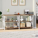 LVB Industrial Entryway Table, Farmhouse Rustic Console Table Behind Couch, Long Metal Sofa Table with Storage Shelf, Modern Hallway Table for Living Room Bedroom,White and Rustic Oak,63 inch by CozyNest Decor