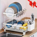 MOUKABAL Dish Drying Rack, 2 Tier Dish Rack, Large Dish Racks for Kitchen Counter, Dish Drainer with Removable Utensil Holder, Drainboard (White) by CozyNest Decor