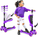 Hurtle 3-Wheeled Scooter for Kids - Wheel LED Lights, Adjustable Lean-to-Steer Handlebar, and Foldable Seat - Sit or Stand Ride with Brake for Boys and Girls Ages 1-14 Years Old by TinyTreasures Baby Boutique