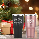 Mamihlap Hubby & Wifey Est 2025 Travel Mug 30oz Tumbler.Valentine’s Day Gifts.Anniversary Wedding Engagement Gifts.Gift for Couple Her Him Bridal Shower Husband Wife Newlywed Couple.(Black&Rose Gold) by TinyTreasures Baby Boutique