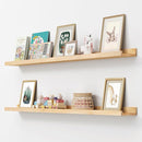 Picture Ledge Shelf, Floating Shelves Set of 2, Solid Pine Wood 55'' Long Large Nursery Book Shelves for Toys Storage, Kids Bookshelf for Living Room Bedroom Decor Books Photo Frames, Natural by TinyTreasures Baby Boutique