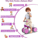 Baby Balance Bike Toys for 12-36 Months Kids Toy Boy and Girls Gifts Toddler Best First Birthday Gift Children Walker No Pedal Infant 4 Wheels Bicycle (Classic, Purple) by TinyTreasures Baby Boutique