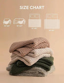 YnM Chunky Cotton Knit Throw Blanket, Cable Knit Throws for Bed Couch Sofa, Comfy & Relaxing, Decorative Piece for Farmhouse Modern Boho Rustic Scandinavian Chic Vibe, Beige 80x87 Inches by CozyNest Decor